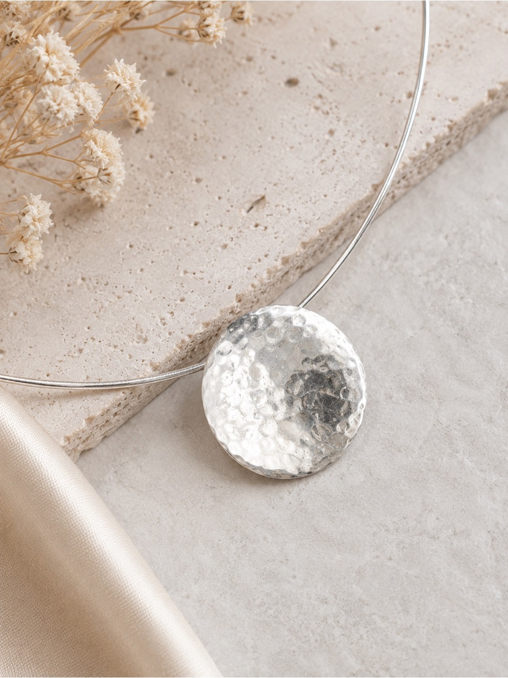 Vintage SILPADA - Sterling silver - hammered hollow - puffy SLIDE PENDANT